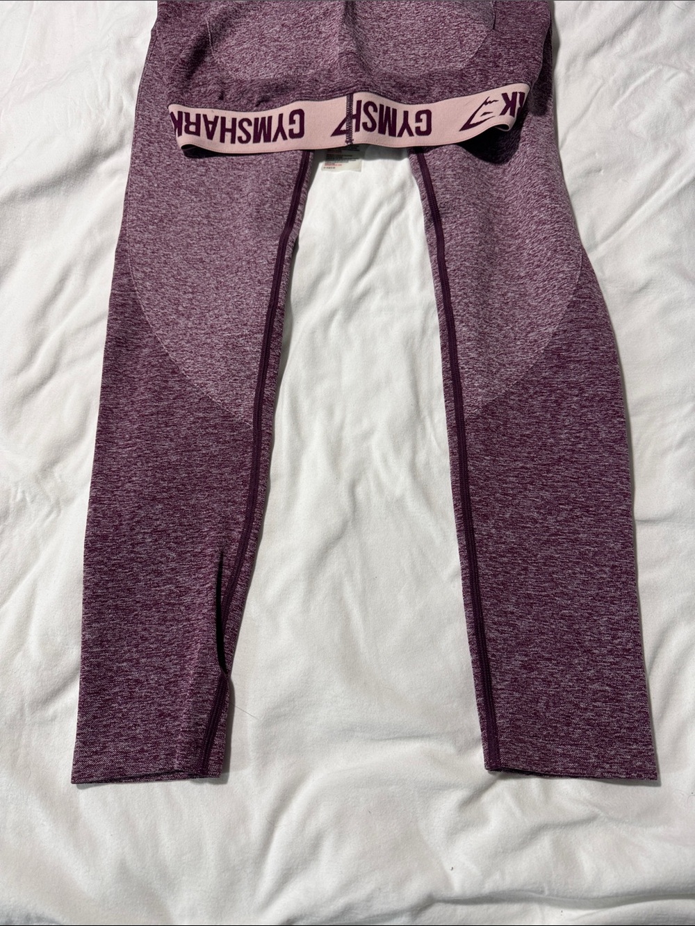 Gymshark Marled Plum Leggings with Pink Branded Waistband - Picture 4 of 4